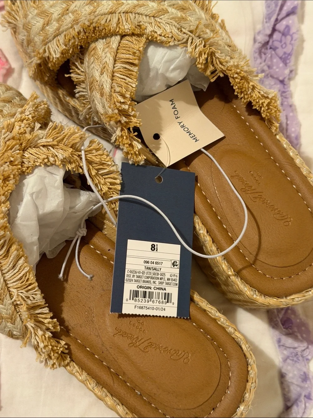 Universal Thread Tan Woven Platform Slide Sandals